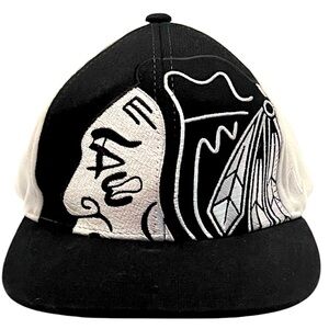 Rare NHL White and Black Zephyr Z Fit Chicago Blackhawks Hat.  Size = M/L.  NWT